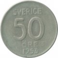 Швеция 50 эре 1953 год - Король Густав VI Адольф