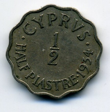 Кипр 1/2 пиастра 1934 год - Король Георг V
