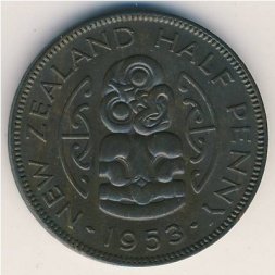 Новая Зеландия 1/2 пенни 1953 год