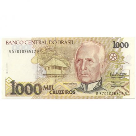 Бразилия 1000 крузейро 1990 год - Индейцы - UNC