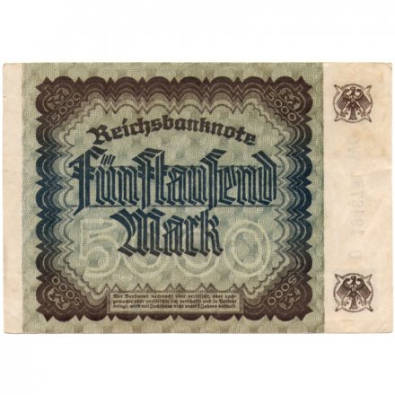 Веймарская Республика 5000 марок 1922 год - XF