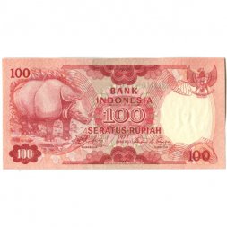 Индонезия 100 рупий 1977 год - Носорог UNC