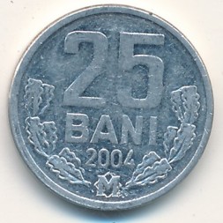 Монета Молдавия 25 бани 2004 год