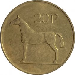 Ирландия 20 пенсов 1986 год - Лошадь. Кельтская арфа
