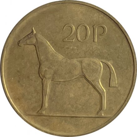 Ирландия 20 пенсов 1986 год - Лошадь. Кельтская арфа