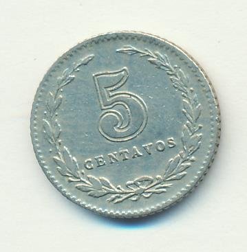 Аргентина 5 сентаво 1909 год