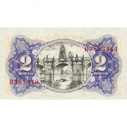 Испания 2 песеты 1938 год - Толедский мост в Мадриде UNC