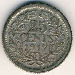 Нидерланды 25 центов 1917 год