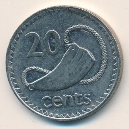 Монета Фиджи 20 центов 1990 год
