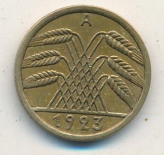 Веймарская республика 5 рентенпфеннигов 1923 год (A)