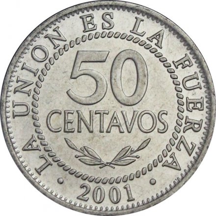 Боливия 50 сентаво 2001 год