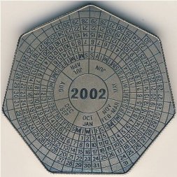 Замбия 1000 квача 2001 год - Монета-календарь на 2002 год
