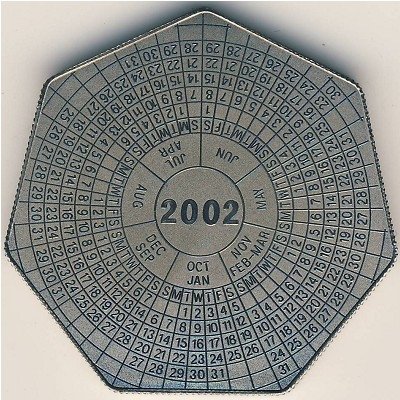 Замбия 1000 квача 2001 год - Монета-календарь на 2002 год