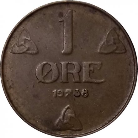 Норвегия 1 эре 1938 год - Король Хокон VII