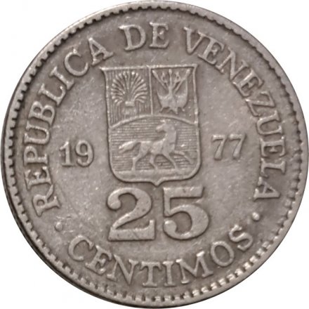 Венесуэла 25 сентимо 1977 год