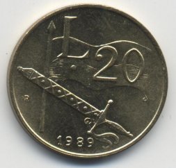 Сан-Марино 20 лир 1989 год
