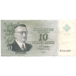 Финляндия 10 марок 1963 год - VF