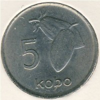 Монета Нигерия 5 кобо 1976 год