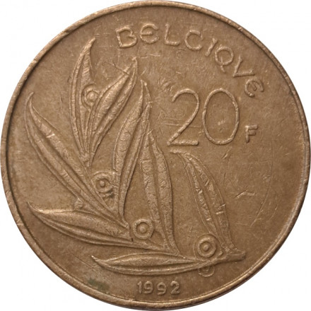 Бельгия 20 франков 1992 год BELGIQUE