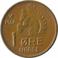 Норвегия 1 эре 1967 год - Король Улаф V