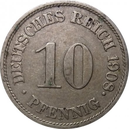 Германия 10 пфеннигов 1908 год (J)