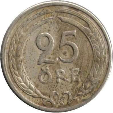 Швеция 25 эре 1946 год (никелевая бронза, &quot;GV&quot; на аверсе)