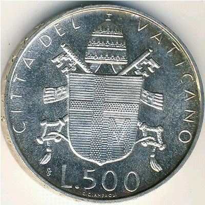 Ватикан 500 лир 1980 год