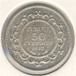 Тунис 50 сантимов 1917 год
