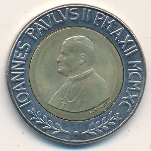 Ватикан 500 лир 1990 год