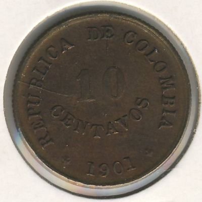 Колумбия 10 сентаво 1901 год