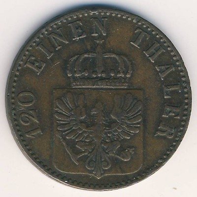 Пруссия 3 пфеннинга 1863 год