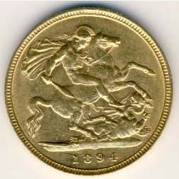 Великобритания 1/2 соверена 1894 год