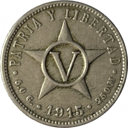 Куба 5 сентаво 1915 год