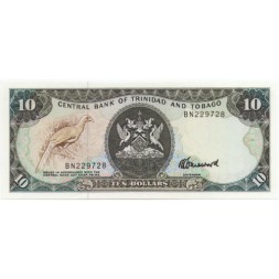 Тринидад и Тобаго 10 долларов 1985 год - Синегорлая абурри UNC