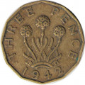 Великобритания 3 пенса 1942 год - Король Георг VI (никель-латунь)