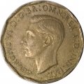 Великобритания 3 пенса 1942 год - Король Георг VI (никель-латунь)