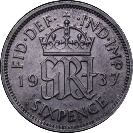 Великобритания 6 пенсов 1937 год