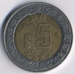 Мексика 5 песо 2010 год - Орёл
