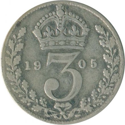 Великобритания 3 пенса 1905 год