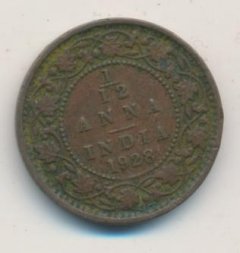Британская Индия 1/12 анны 1928 год