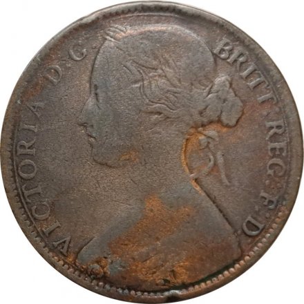 Великобритания 1 пенни 1861 год (бронза, коричневый цвет) - Королева Виктория