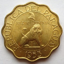 Парагвай 25 сентимо 1953 год - Лев