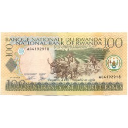 Руанда 100 франков 2003 год - Вспахивание поля. Вид побережья - XF