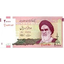 Иран 2000 риалов 2005-2009 год - Рухолла Мусави Хомейни. Кааба UNC