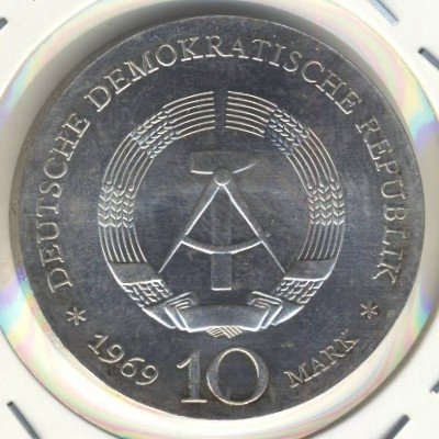 ГДР 10 марок 1969 год - 250-летие со дня смерти Иоганна Фридриха Ботгера