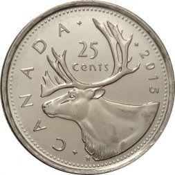 Канада 25 центов 2015 год - Карибу UNC
