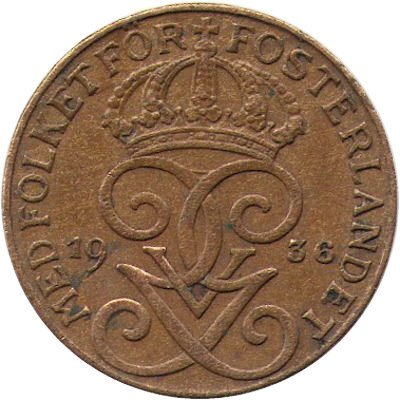 Швеция 1 эре 1936 год