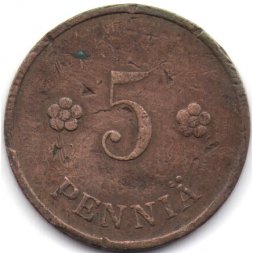 Финляндия 5 пенни 1938 год