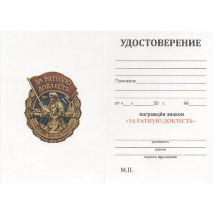 Знак &quot;За ратную доблесть&quot; участнику СВО, с удостоверением