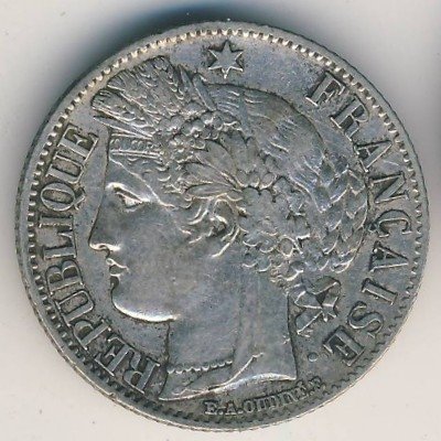 Франция 1 франк 1849 год
